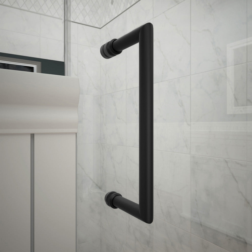 Unidoor Plus 36 1/2 - 37"Wx72"H Frameless Hinged Shower Door, Satin Black