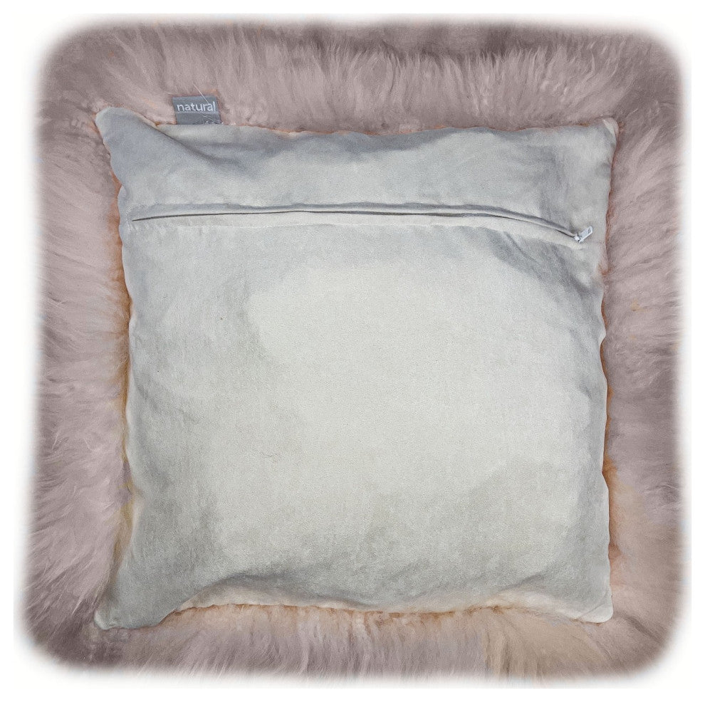 Set Of Two  Blush Natural Sheepskin Square Pillows