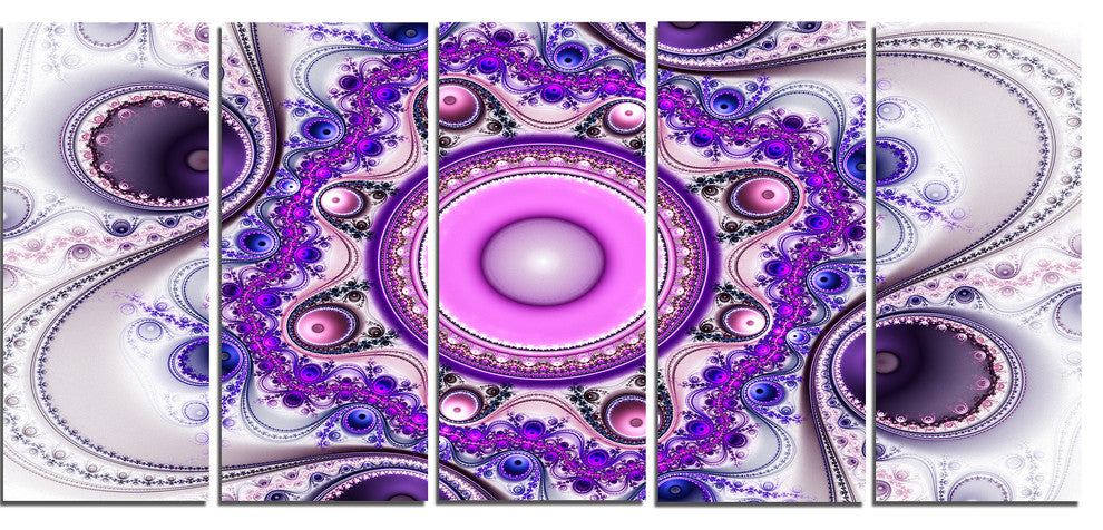 Strange Flower with Wavy Curves, Floral Canvas Art Print, 60"x28", 5 Panels