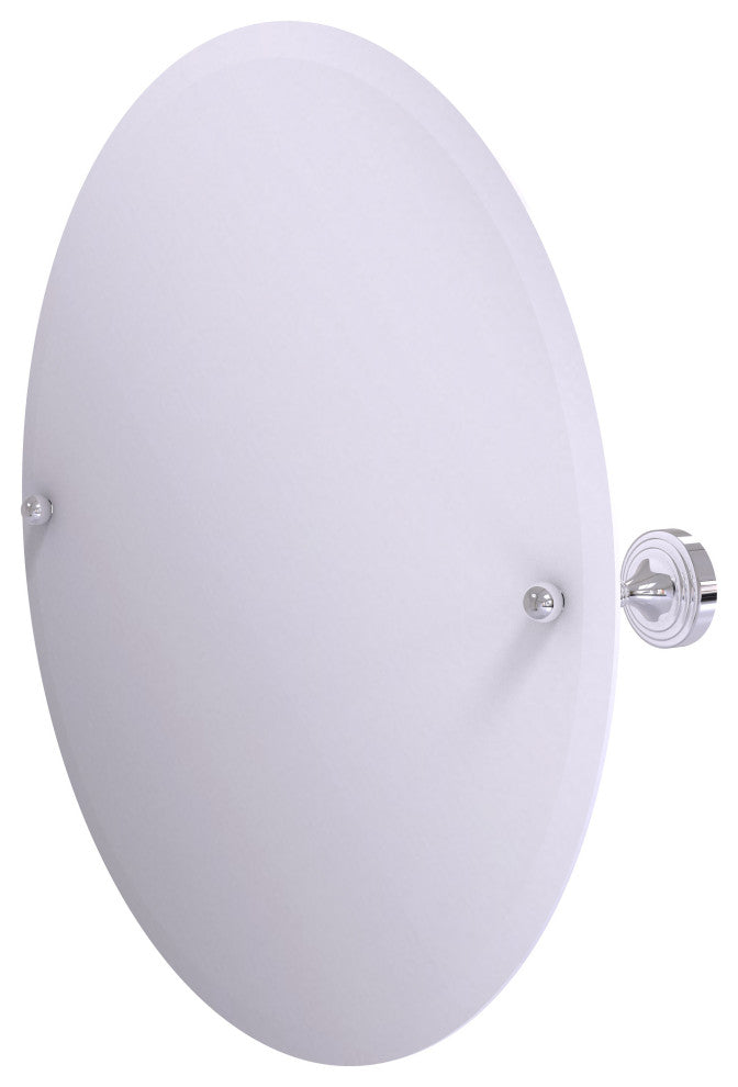 Sag Harbor Frameless Round Beveled Edge Tilt Mirror, Polished Chrome