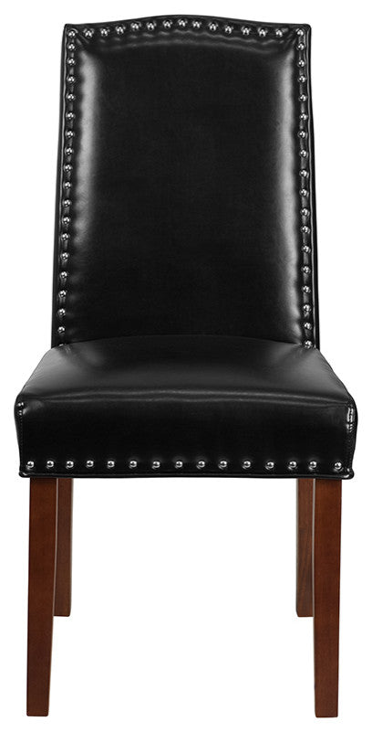 Black Leather Parsons Chair