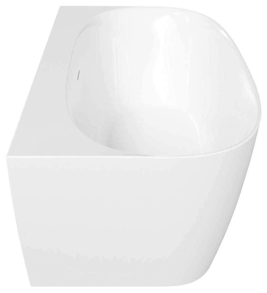 Perlato Palencia 59" Back to Wall Soaking Tub, White