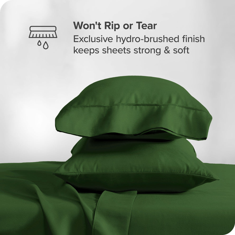 Bare Home 1800 Microfiber Sheet Set, Forest Green, Queen