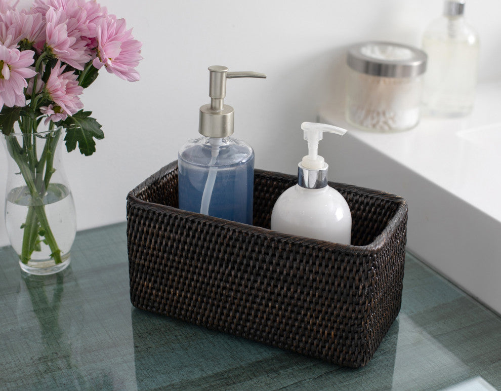Artifacts Rattan Petite Basket, Tudor Black