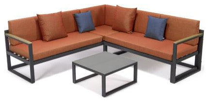 LeisureMod CSLBL-80OR-BU Chelsea Adjustable Headrest&Coffee Table Cushions