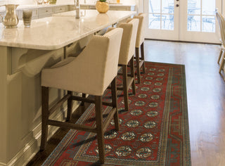 Fine Vintage Distressed Kwasi Red/Charcoal Runner, 4'0 x 8'5