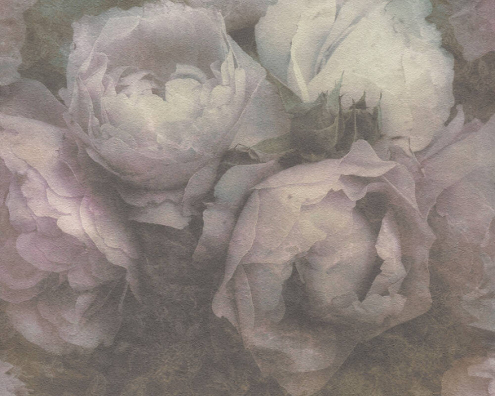 Sample, Floral Textured Wallpaper Featuring Peonies, 373921