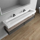 Alysa 84'' Floating Vanity, Acrylic Sink, Double Faucet Hole, Smoke Oak