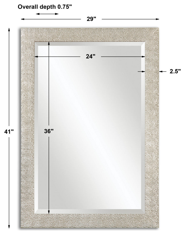 Uttermost Porcius Coastal Style Pinewood Mirror in Antiqued Silver