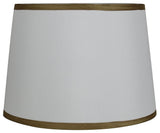 Silk French Drum With Trim, Off White, Gold, 12"