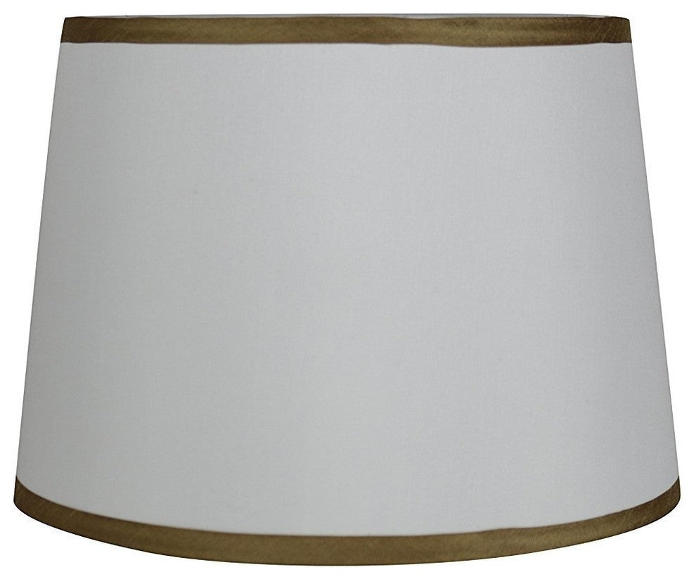 Silk French Drum With Trim, Off White, Gold, 12"