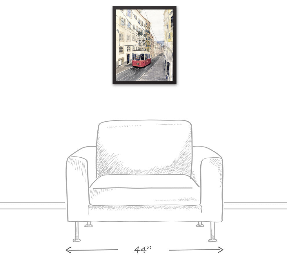 Streetcar Scene 16x20 Black Framed Canvas