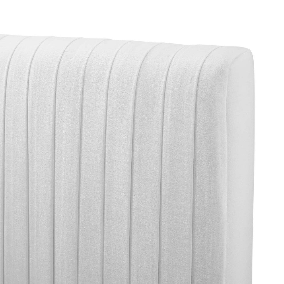 Tufted Headboard, Full Queen Size, Velvet, White, Modern Contemporary, Bedroom