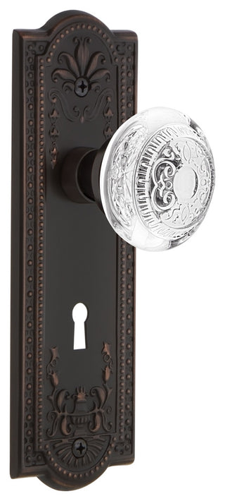 Meadows Plate Interior Mortise Crystal Egg and Dart Knob, Timeless Bronze, 2.25"