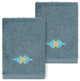 Linum Home Textiles Turkish Cotton Feliz 2-Piece Embellished Washcloth Set, Teal