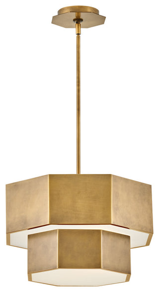 Hinkley Facet Convertible Chandelier, Heritage Brass, 16.5"