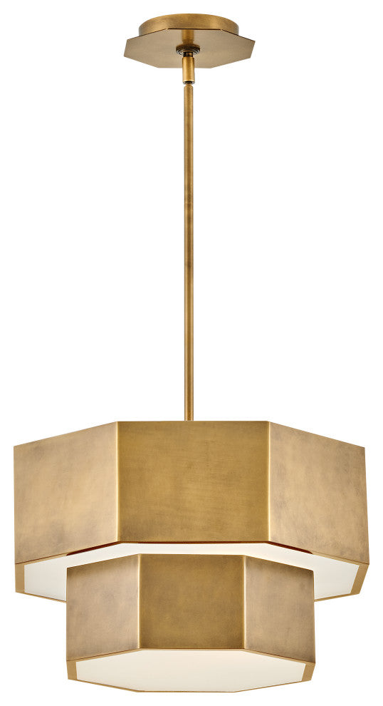Hinkley Facet Convertible Chandelier, Heritage Brass, 16.5"