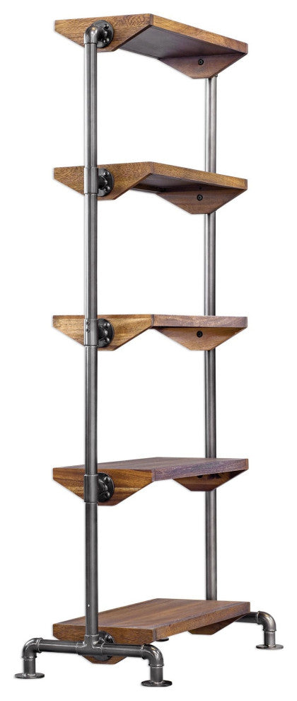Uttermost 25414 Rhordyn 30"W Five Shelf Iron and Wood Utility - Natural