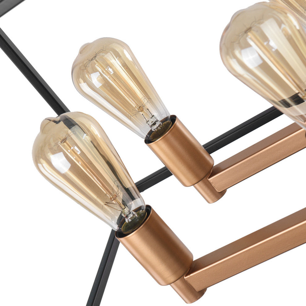 8-Light Kitchen Island Modern Rectangular Chandelier
