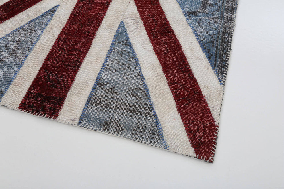 Rug N Carpet - Handwoven Anatolian 4' 0'' x 6' 0'' Flag Patchwork Rug
