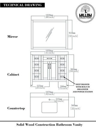 Boston 42 Single Sink Bath Vanity in White 2" Calacatta Nuvo