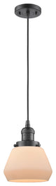1-Light Fulton 7" Mini Pendant, Oil Rubbed Bronze, Glass: Matte White Cased