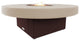 Circular Fire Pit Table, 48 D, Propane, Beige Powdercoat Top, Dark Cherry
