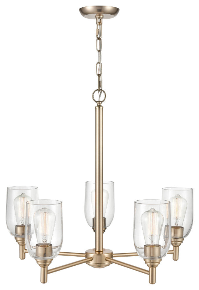 5 Light 25 in. Modern Gold Chandelier