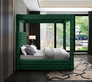 Royal Velvet Upholstered Bed, Green, King