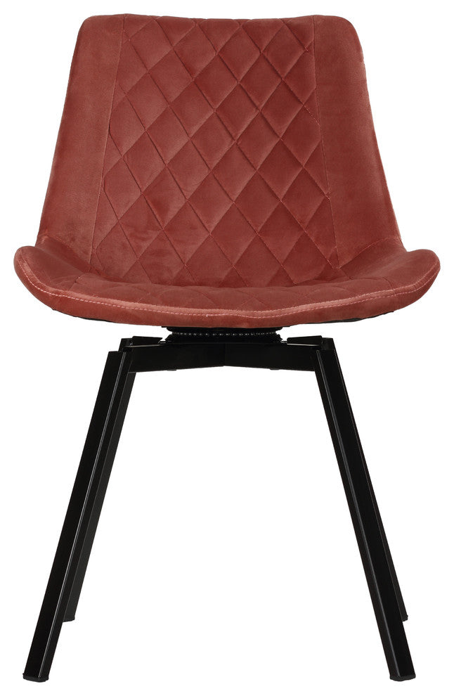 Cortesi Home Milani Swivel Dining Chairs, Blush Pink Velvet, Set of 2