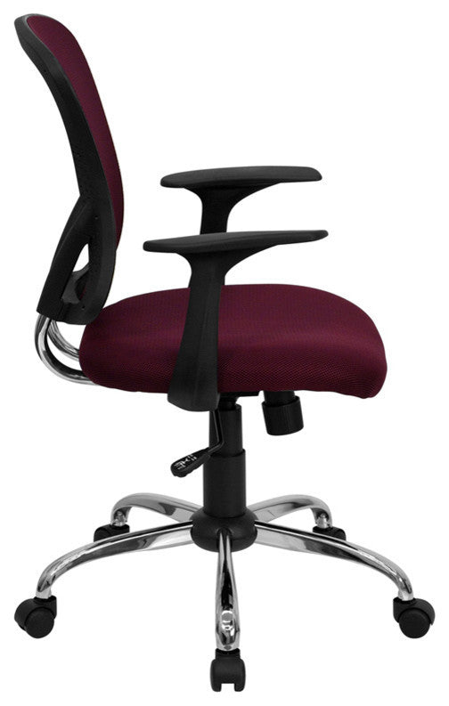 Mid-Back Mesh Swivel Task Chair with Chrome Base, Burgundy