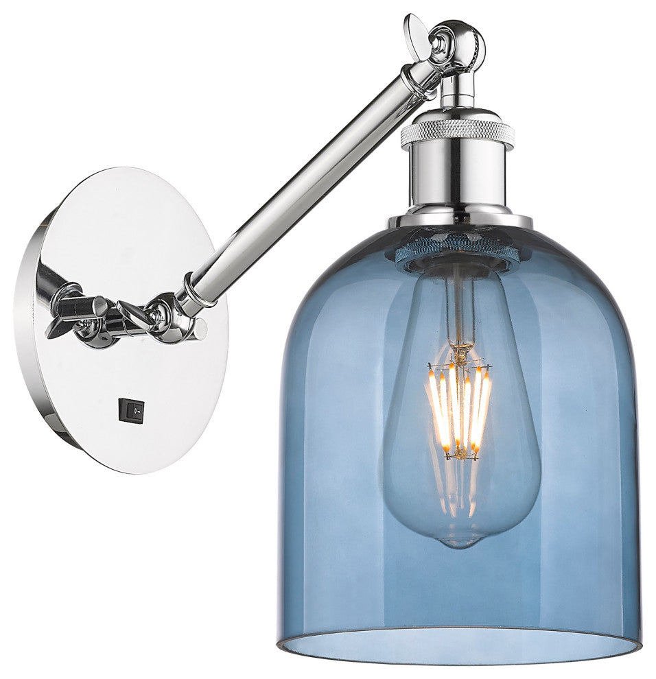 Ballston-Bella 1-Light 6" Sconce, Up/Down Arm, Polished Chrome, Princess Blue