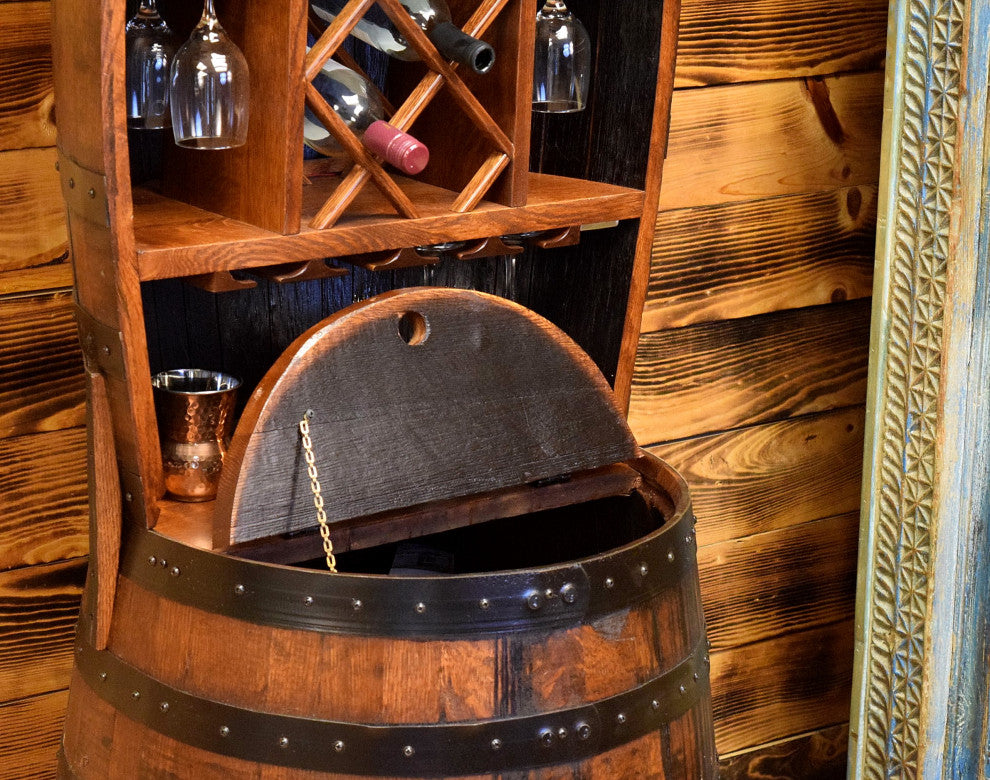 Shooter's Barrel Bar 7 Bottle Wine Hutch