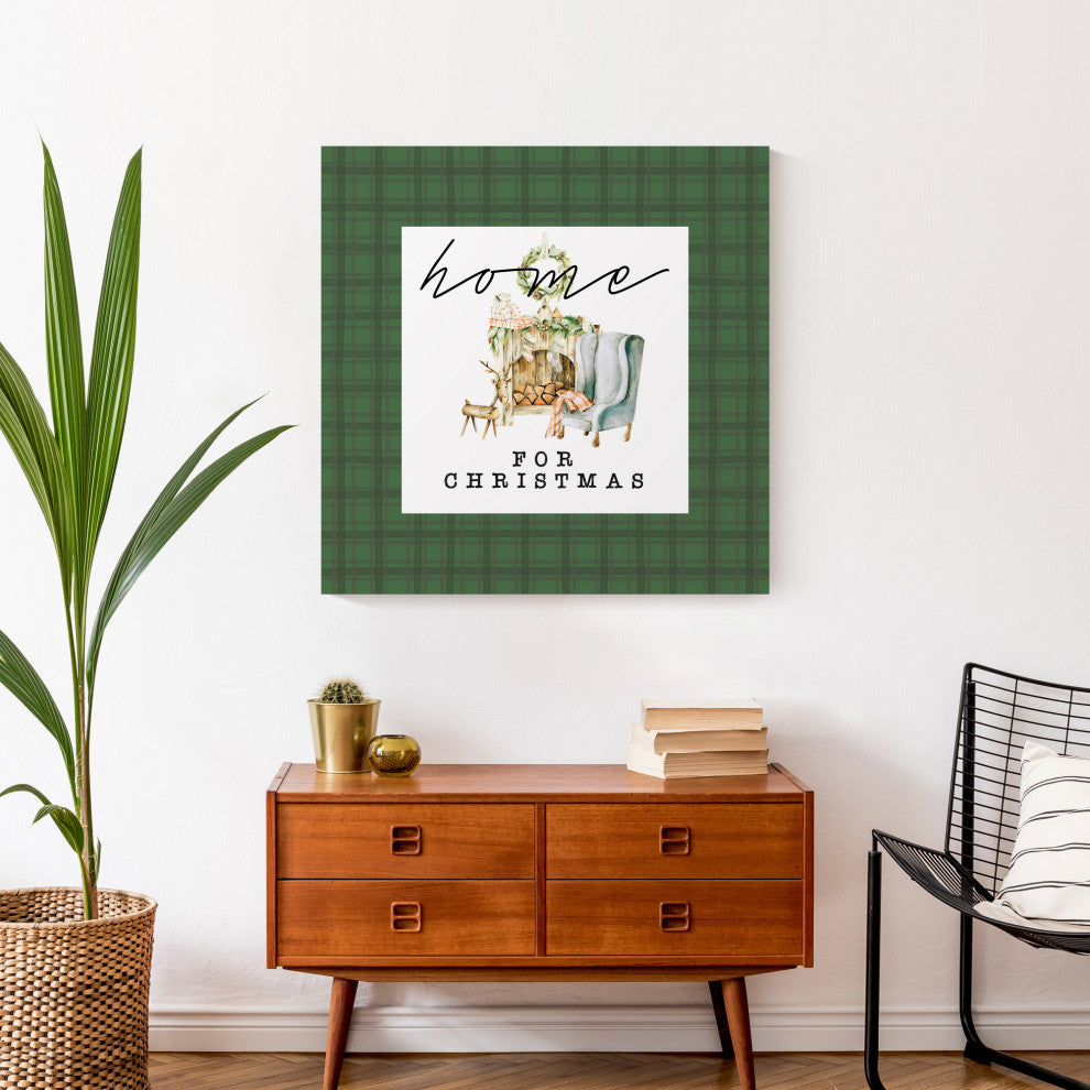 Home For Christmas Quilt 24x24 Canvas Wall Art