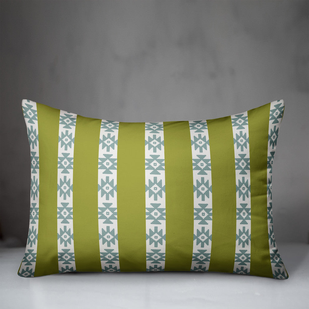 Southwestern Pattern in Green and Blue Throw Pillow