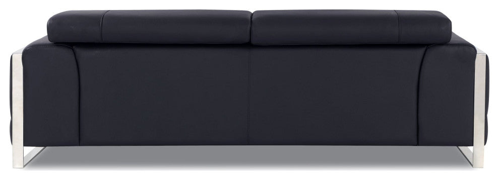 Trento Genuine Italian Leather Modern Sofa Black