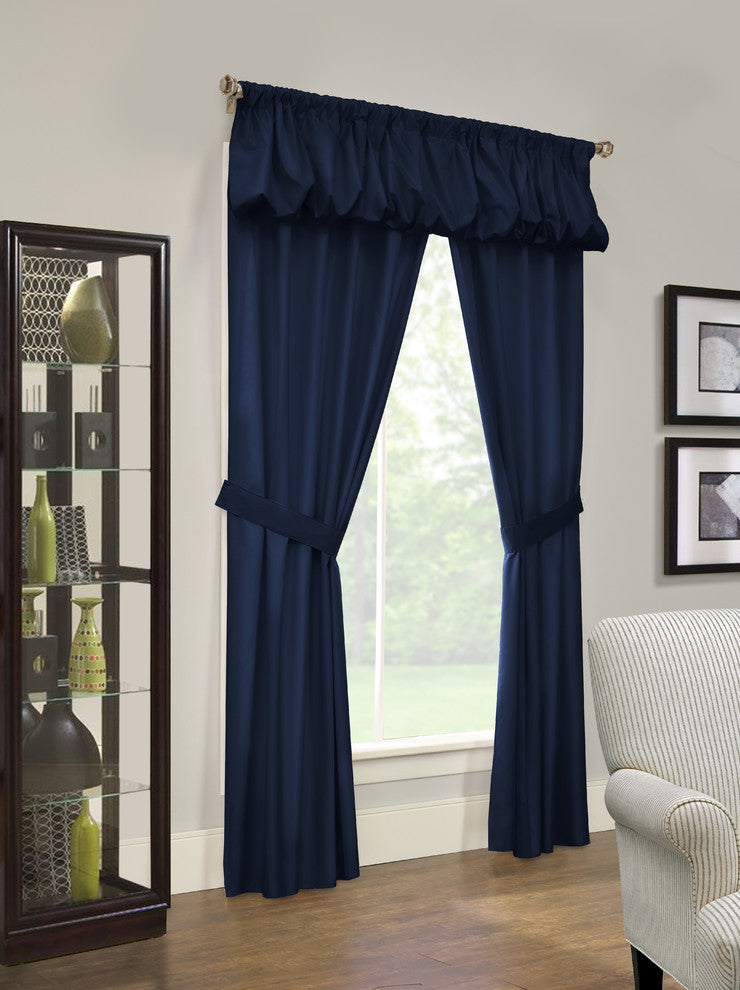 Prescott Rod Pocket Curtain Panel Set 80 x 84 in Navy