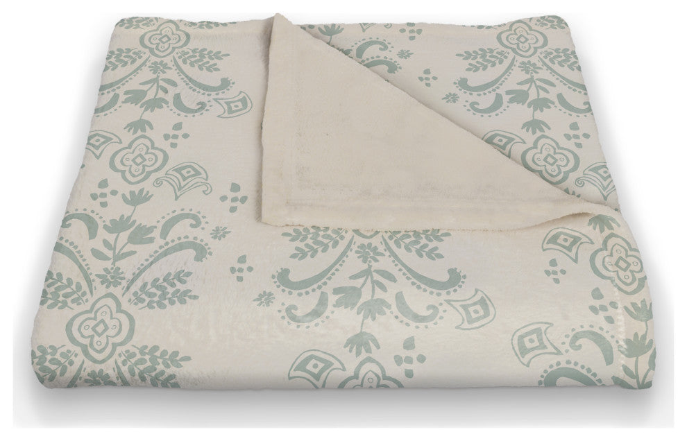 Blue Floral Crest 50x60 Coral Fleece Blanket