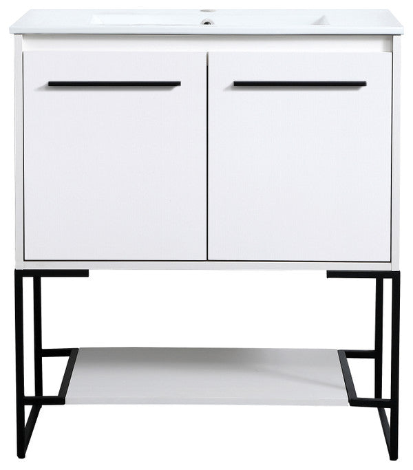 30" Single Bathroom Vanity, White