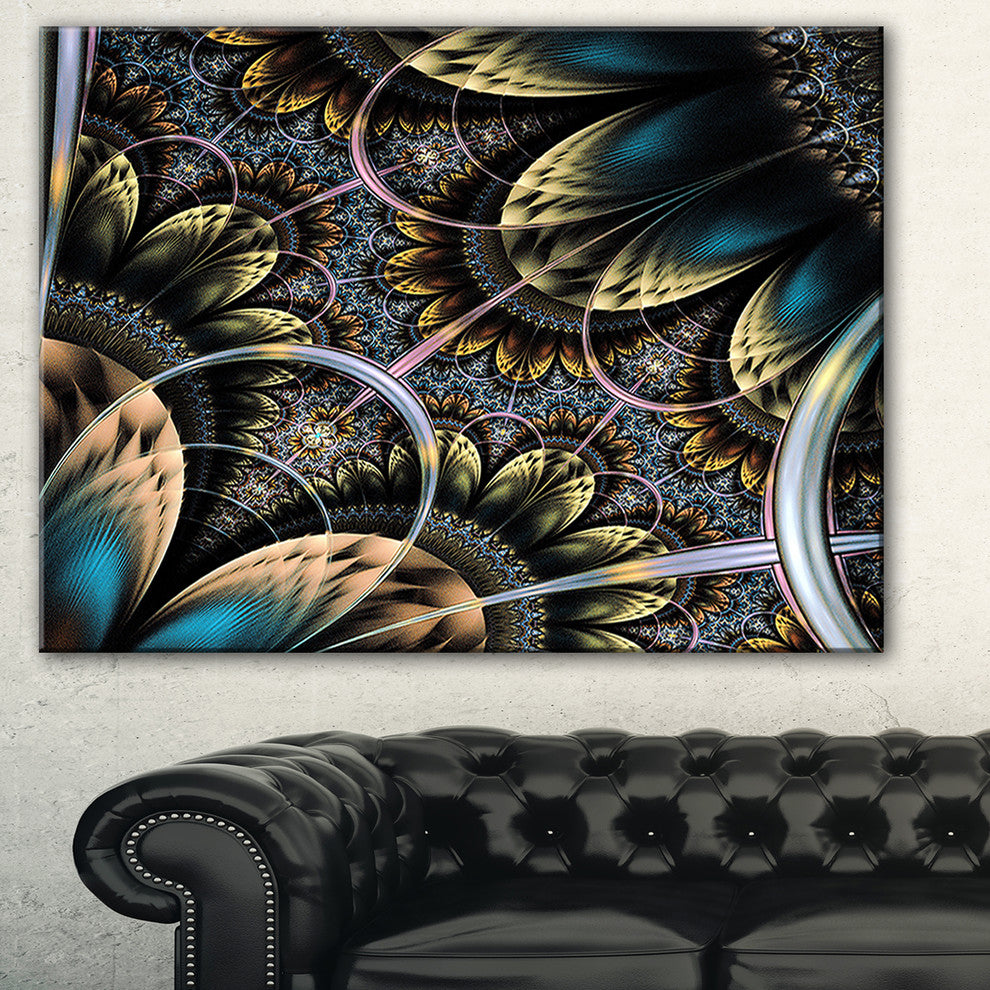 "Symmetrical Dark Orange Fractal Flower" Digital Wall Art, 40"x30"