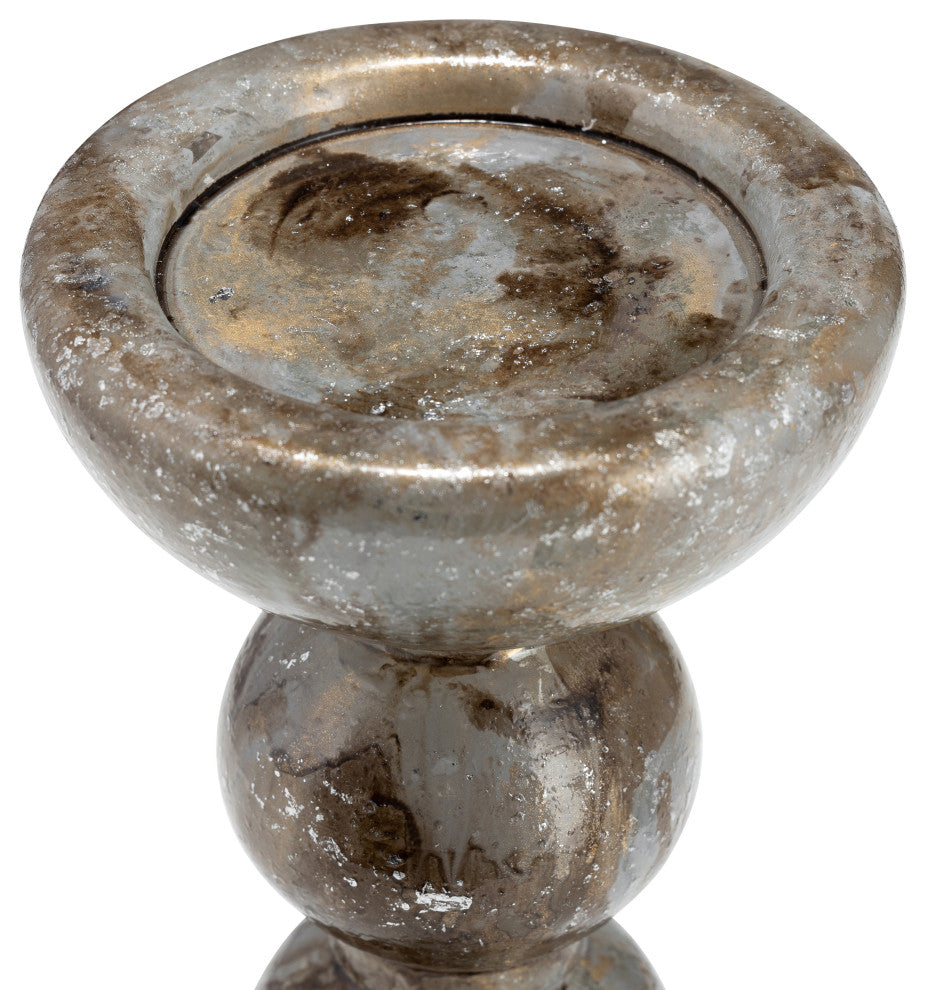 Glass, 13"H, Bubbly Candle Holder, Brown