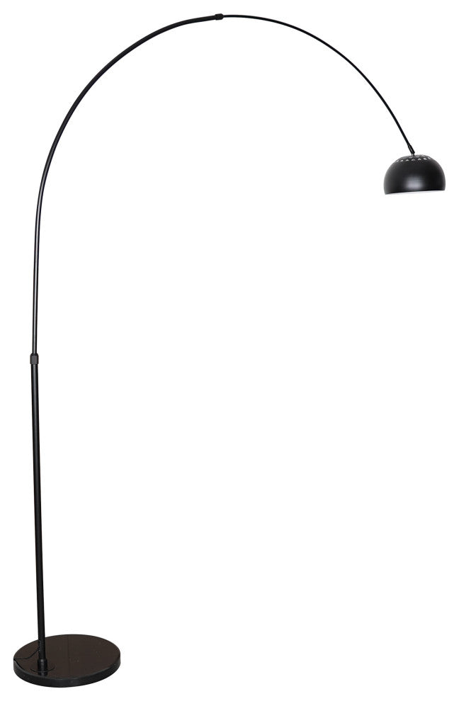 Leisuremod Arco Floor Lamp With Black Marble Base and Metal Lamp Shade, Black