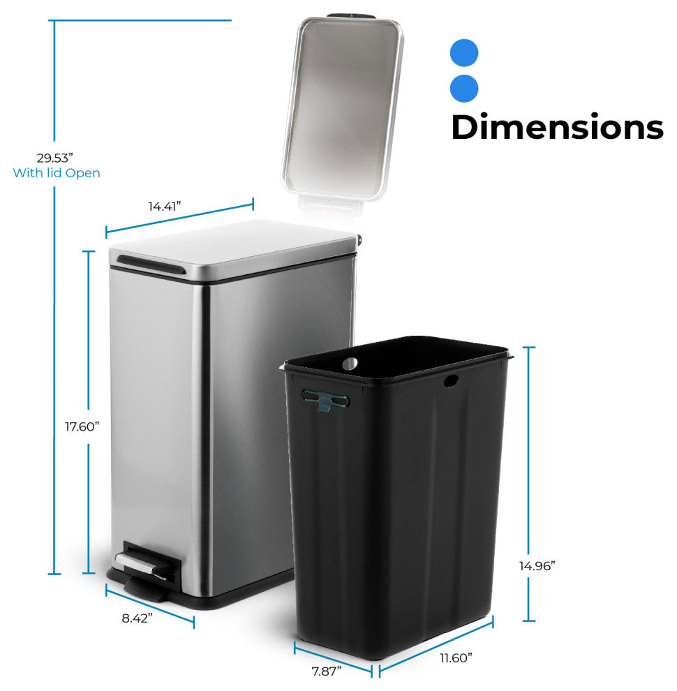 Home Zone Living 4.4 Gallon Kitchen Trash Can, 16.7 Liter