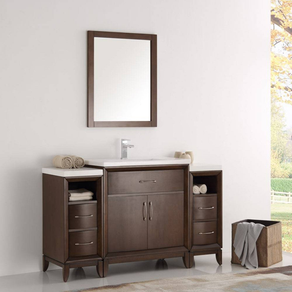 Fresca FVN21-123012AC Cambridge 54" Antique Coffee Vanity With Mirror