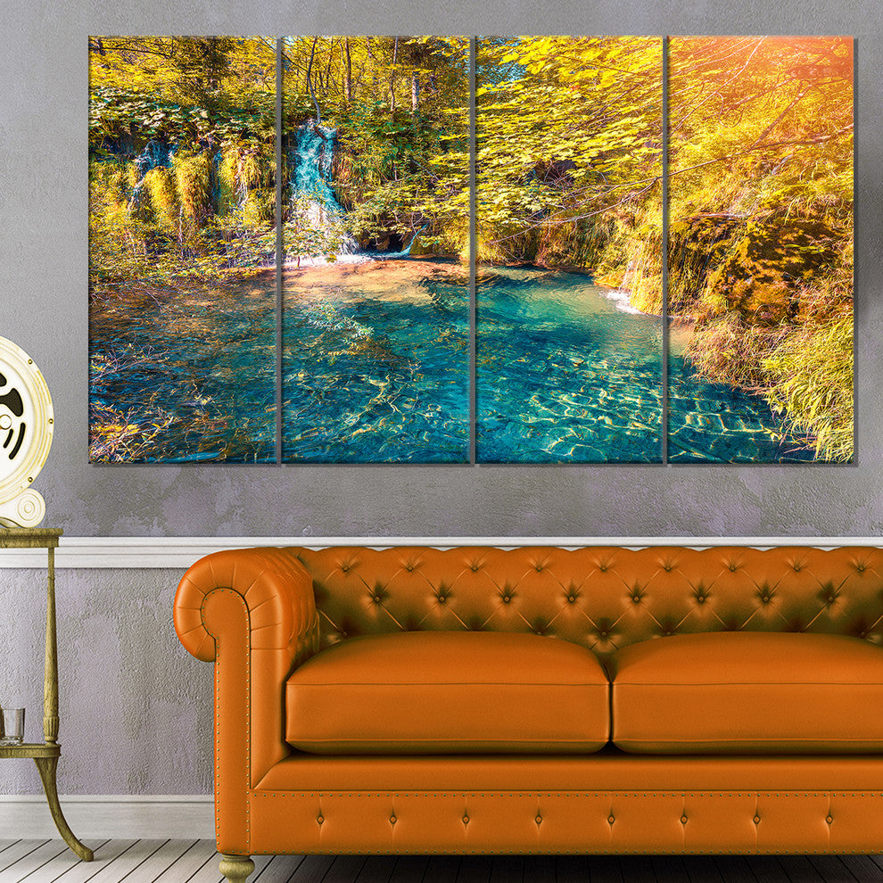 Plitvice Lakes National Park, Large Landscape Canvas Print, 48"x28", 4 Panels