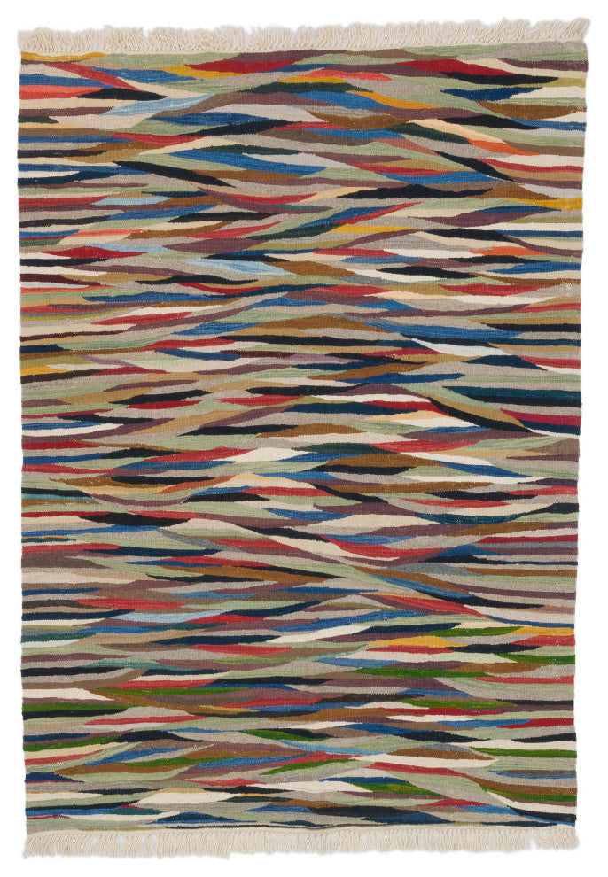 New Handwoven Turkish Kilim Rug 4' 3" x 5' 11", 51 in. x 71 in.