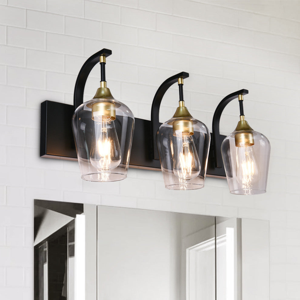 Mid-Century Modern 3-Light Glass Shaded Vanity Light