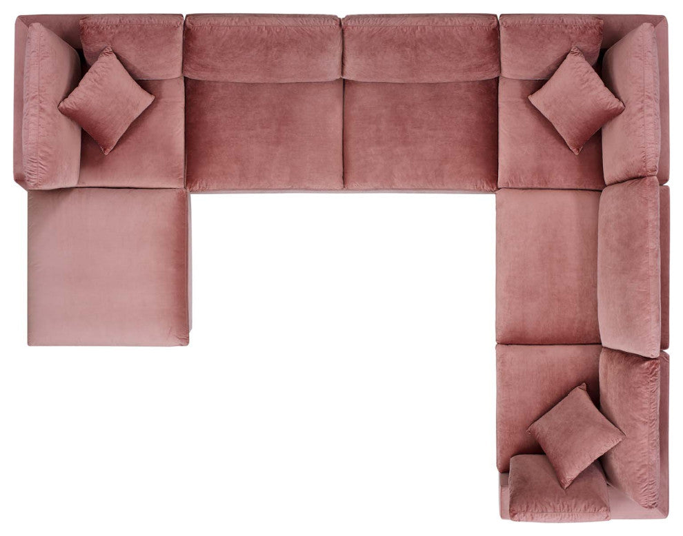 Sectional Sofa Set, Velvet, Pink, Modern, Living Lounge Hotel Lobby Hospitality