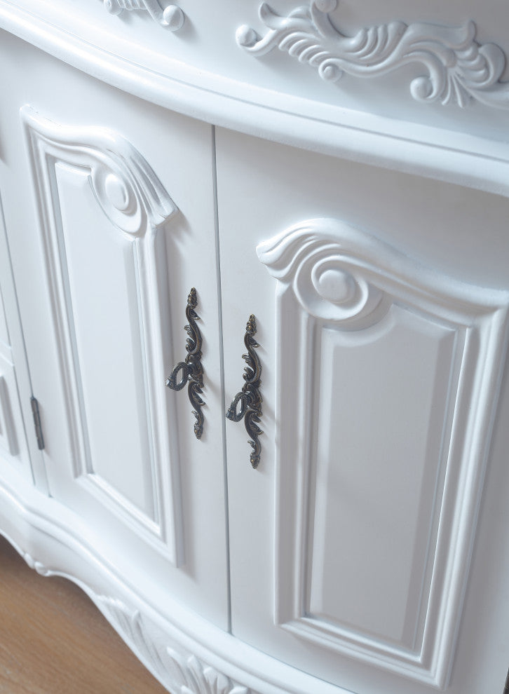 Cassandra 48" Single Sink Bathroom Vanity, White Cabinet, Travertine Marble Top