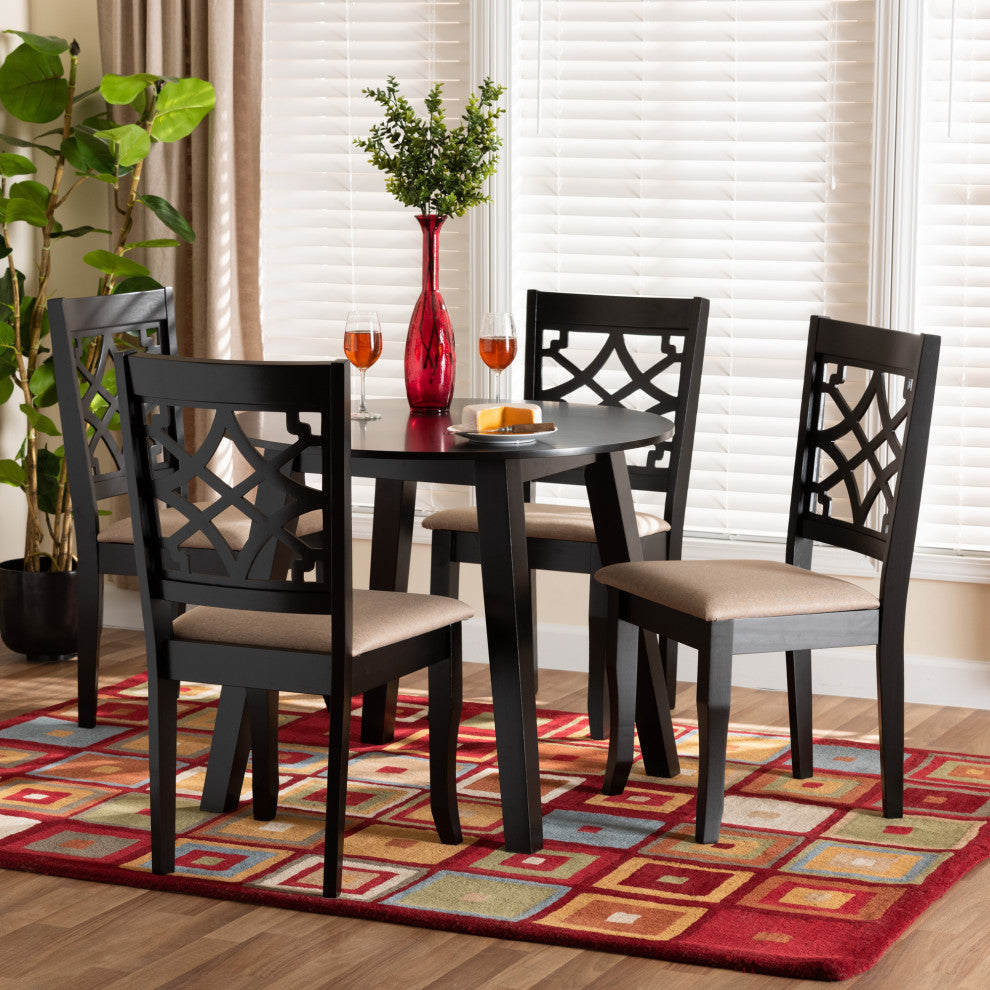 Anu Beige Fabric 5-Piece Dining Set